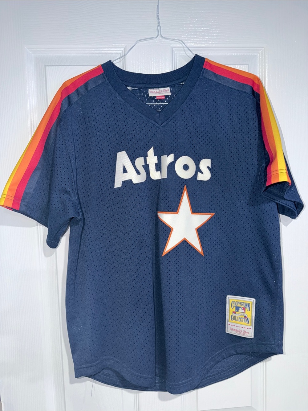 Houston Astros Navy Short-Sleeve Jersey with Rainbow Shoulder Stripes